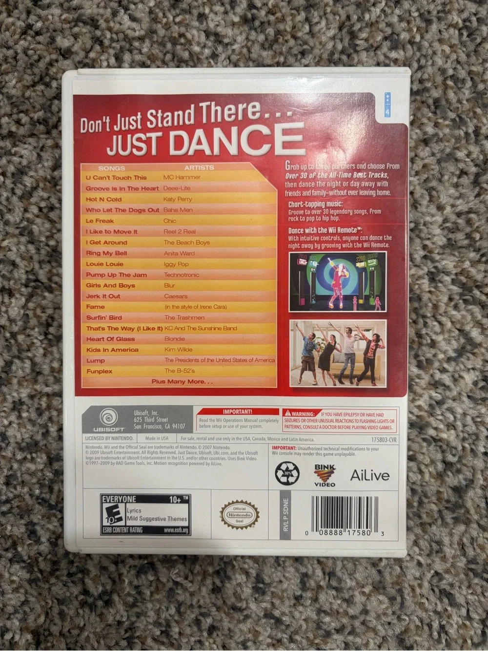 Just Dance (Wii) Video Game - Ubisoft - Red Cover